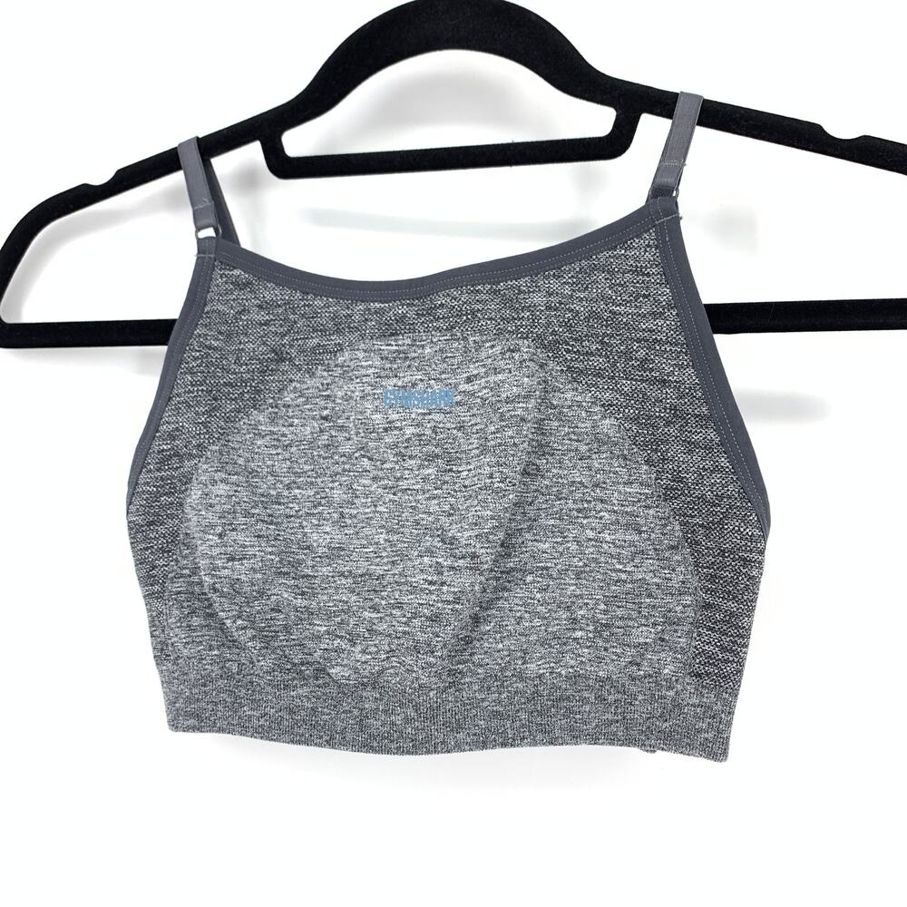Gymshark Women's Size Small Sports Bra Heather Gray Knitted Spaghetti Strap